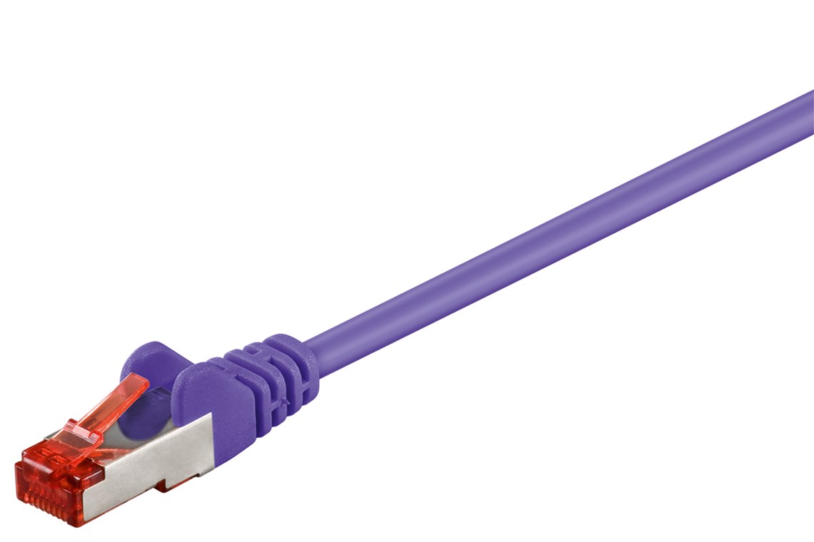 CAT 6 Patchkabel, S/FTP (PiMF), Lila, 1,5 m - Kabellänge 1.5 m - Kupferkaschierter Aluminiumleiter (CCA)