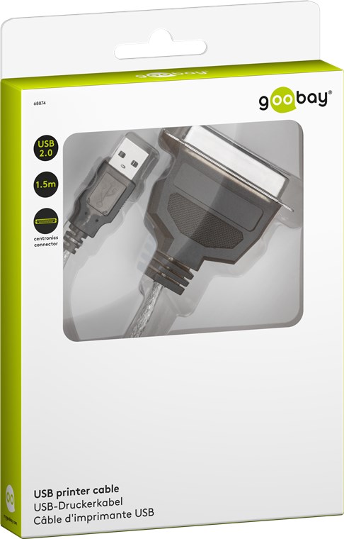 USB-Druckerkabel Transparent - Kabellänge 1.5 m - USB 2.0-Stecker (Typ A) > Centronics-Stecker (36-Pin) USB-Druckerkabel Transparent - Kabellänge 1.5 m - USB 2.0-Stecker (Typ A) > Centronics-Stecker (36-Pin)