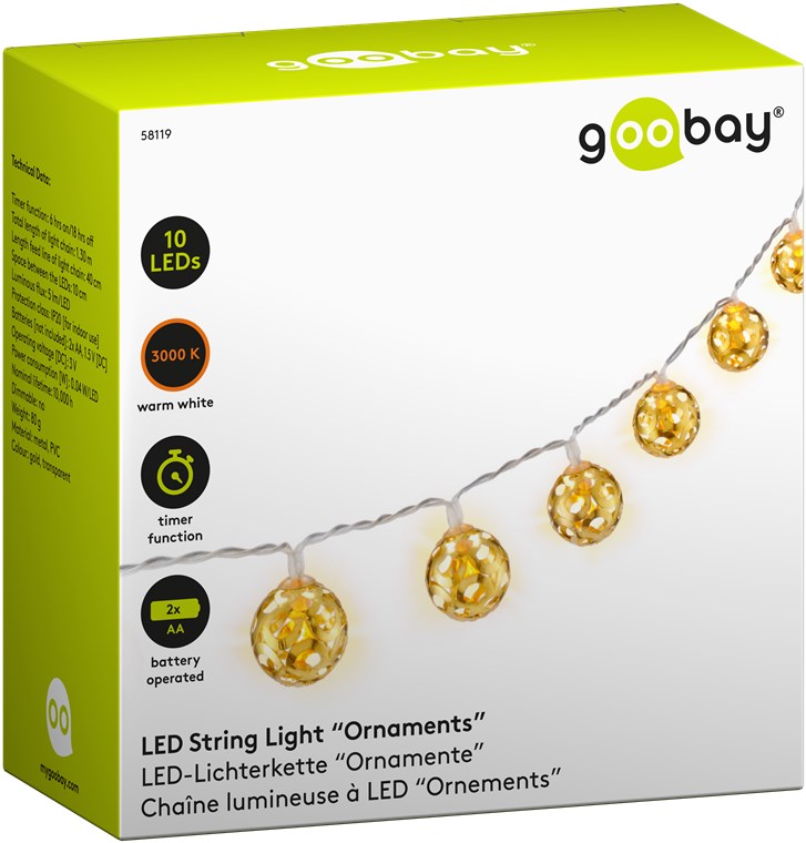 10er LED-Lichterkette "Ornamente" - mit Timer-Funktion, warmweiß (3000 K), batteriebetrieben 10er LED-Lichterkette "Ornamente" - mit Timer-Funktion, warmweiß (3000 K), batteriebetrieben