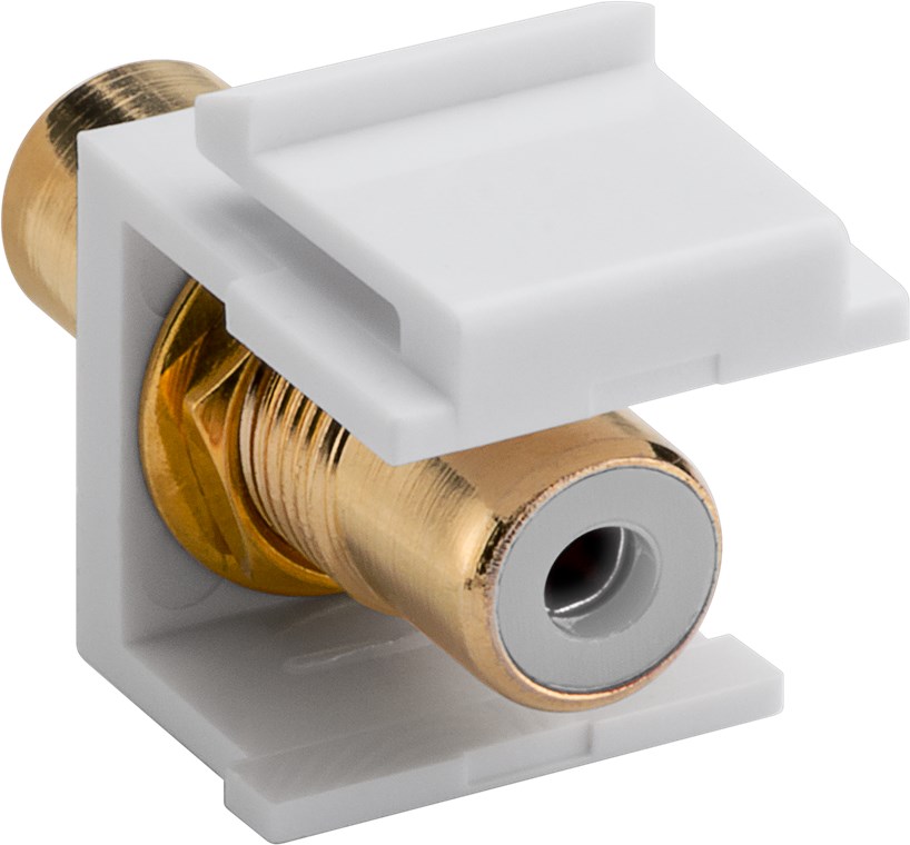 Keystone Modul Cinch/RCA - Farbversion Weiß - 2x Cinch-Buchse, weiß, vergoldet