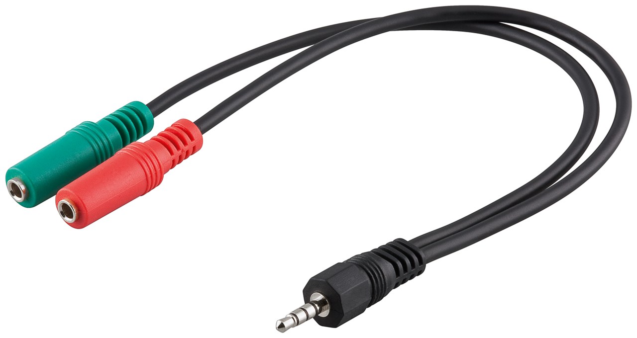 PC Headset Adapter, 1x 3,5 mm AUX 4-pol. zu 2x 3,5 mm AUX 3-pol PC Headset Adapter, 1x 3,5 mm AUX 4-pol. zu 2x 3,5 mm AUX 3-pol - Kabellänge 0.3 m - Klinke 3,5 mm Stecker (4-Pin, stereo) > 2x Klinke 3,5 mm Buchse (3-Pin, stereo)