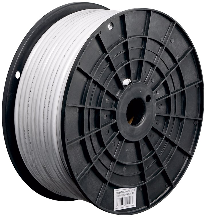 100 dB SAT Koaxialkabel, 2x geschirmt, CCS, 100 m, weiß - Kabellänge 100 m - Class A getestet, für digitale SAT- und BK-Kabelanlagen 100 dB SAT Koaxialkabel, 2x geschirmt, CCS, 100 m, weiß - Kabellänge 100 m - Class A getestet, für digitale SAT- und BK-Kabelanlagen