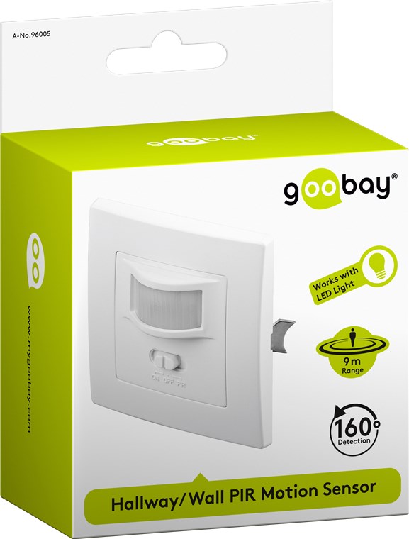 Infrarot-Bewegungsmelder - zur Unterputz-Wandmontage 160° Erfassung, 9 m Reichweite, für innen (IP20), LED-geeignet Infrarot-Bewegungsmelder - zur Unterputz-Wandmontage 160° Erfassung, 9 m Reichweite, für innen (IP20), LED-geeignet