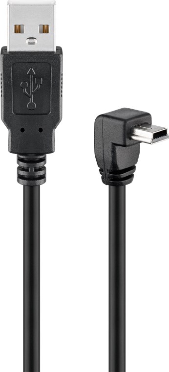 USB 2.0 Hi-Speed Kabel 90°, Schwarz USB 2.0 Hi-Speed Kabel 90°, Schwarz - Kabellänge 1.8 m - USB 2.0-Stecker (Typ A) > USB 2.0-Mini-Stecker (Typ B, 5-Pin) 90°