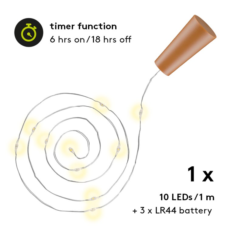 10er LED-Flaschen-Lichterkette, inkl. Timer - Stimmungsvolle Leuchtdekoration für Glasflaschen 10er LED-Flaschen-Lichterkette, inkl. Timer - Stimmungsvolle Leuchtdekoration für Glasflaschen