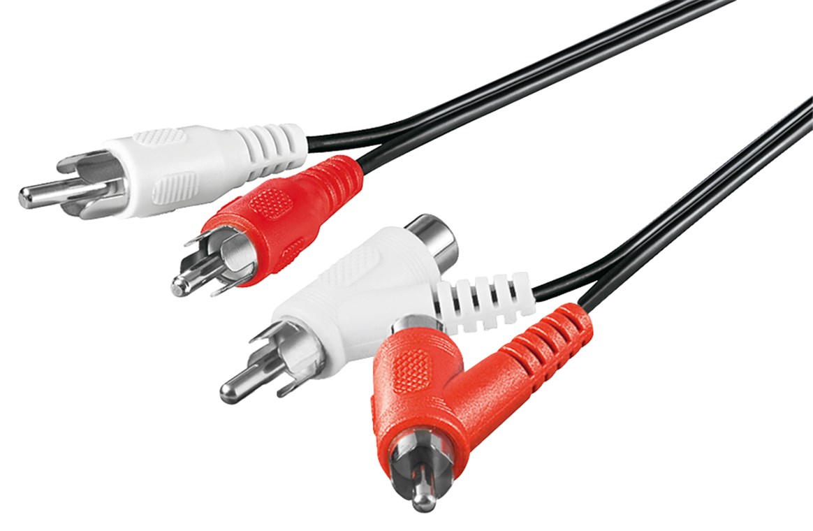 Stereo Verbindungskabel, Cinch mit Durchleitung - Kabellänge 1.5 m - 2x Cinch-Stecker > 2x Cinch-Stecker/Buchse