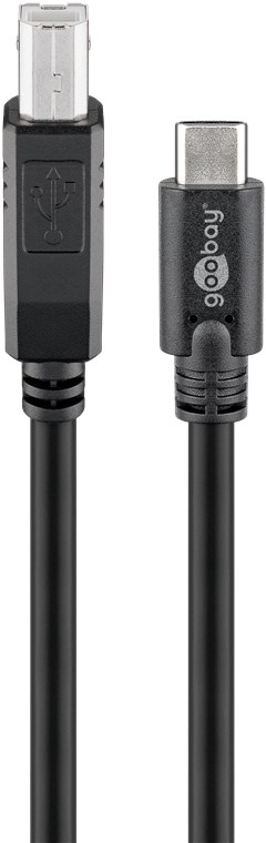 USB-C™ auf B Kabel, schwarz - Kabellänge 1 m - USB 2.0-Stecker (Typ B) > USB-C™-Stecker