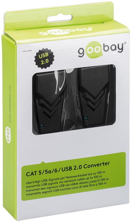 CAT 5/5a/6 / USB 2.0 Konverter, Schwarz - Kabellänge 0.245 m - USB 2.0-Stecker (Typ A) > USB 2.0-Buchse (Typ A) CAT 5/5a/6 / USB 2.0 Konverter, Schwarz - Kabellänge 0.245 m - USB 2.0-Stecker (Typ A) > USB 2.0-Buchse (Typ A)