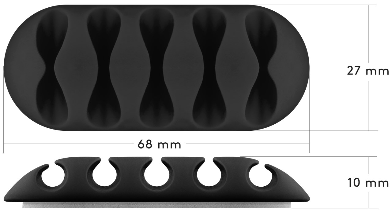 Kabelmanagement-Set, schwarz - Farbversion Schwarz - 5er-Set zum Ordnen und Fixieren, ablösbar Kabelmanagement-Set, schwarz - Farbversion Schwarz - 5er-Set zum Ordnen und Fixieren, ablösbar