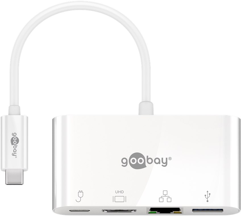USB-C™ Multiport-Adapter HDMI+Ethernet, PD, weiß USB-C™ Multiport-Adapter HDMI+Ethernet, PD, weiß - Verbrauchseinheit 1 Stk. im Polybeutel - erweitert ein USB-C™ Gerät um einen Ethernet-, einen HDMI™- und einen USB 3.0-Anschluss