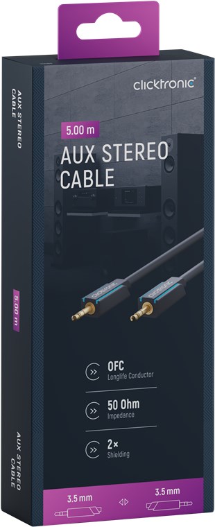 3,5-mm-AUX-Kabel, stereo - Kabellänge 5 m - Premium-Kabel|1x 3,5-mm-Klinken-Stecker 1x 3,5-mm-Klinken-Stecker|5,0 m|OFC-Innenleiter 3,5-mm-AUX-Kabel, stereo - Kabellänge 5 m - Premium-Kabel|1x 3,5-mm-Klinken-Stecker 1x 3,5-mm-Klinken-Stecker|5,0 m|OFC-Innenleiter
