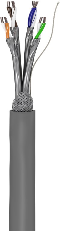 CAT 6 Netzwerkkabel, S/FTP (PiMF), Grau - Kabellänge 100 m - Kupferkaschierter Aluminiumleiter (CCA), AWG 23/1 (solid) CAT 6 Netzwerkkabel, S/FTP (PiMF), Grau - Kabellänge 100 m - Kupferkaschierter Aluminiumleiter (CCA), AWG 23/1 (solid)