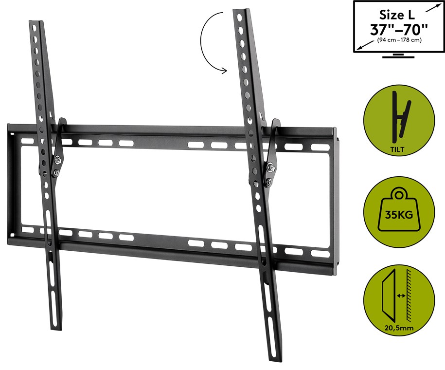 TV-Wandhalterung Basic TILT (L) - für Fernseher von 37" bis 70" (94-178 cm), neigbar bis 35kg TV-Wandhalterung Basic TILT (L) - für Fernseher von 37" bis 70" (94-178 cm), neigbar bis 35kg