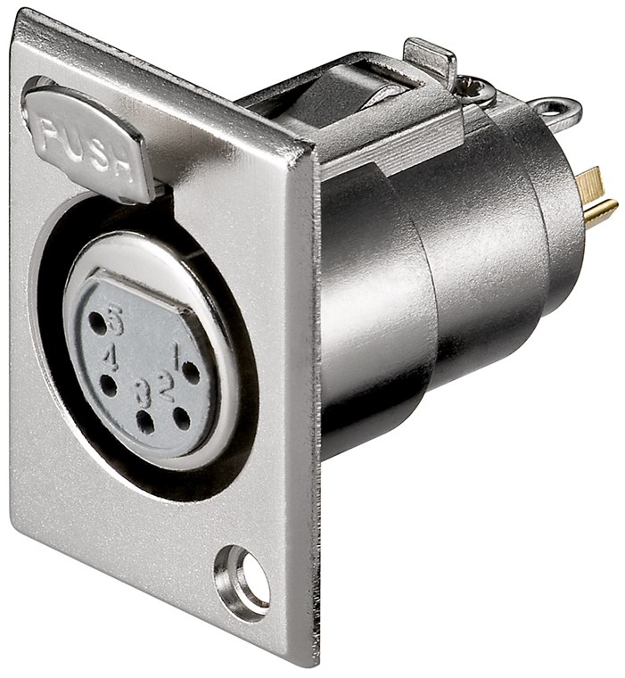 Mikrofon-Einbaubuchse, 5 Pin Mikrofon-Einbaubuchse, 5 Pin - Kontaktierung 5 Pin - mit Verriegelung und vergoldeten Kontakten