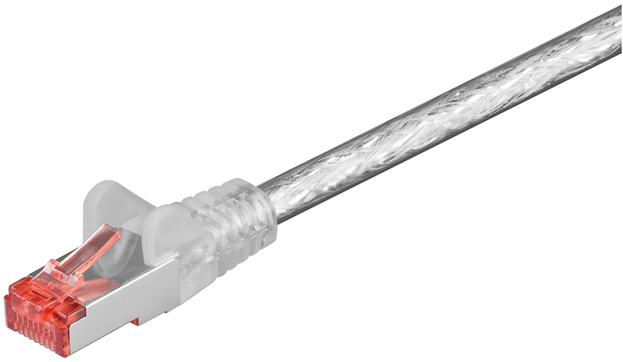CAT 6 Patchkabel, S/FTP (PiMF), Transparent, 0,15 m - Kabellänge 0.15 m - Kupferleiter (CU), halogenfreier Kabelmantel (LSZH)