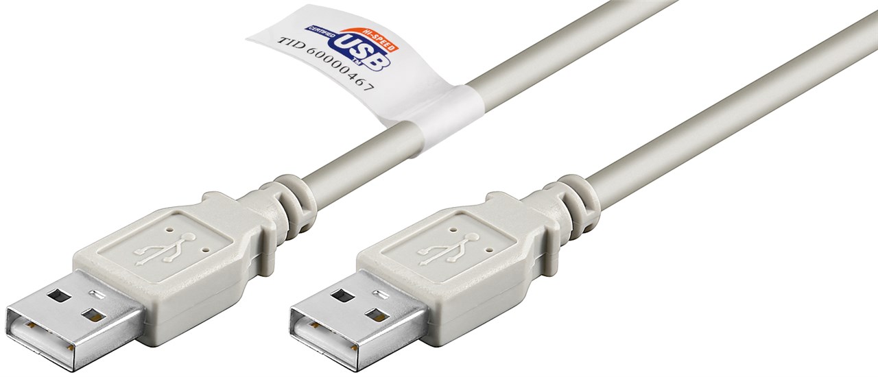 USB 2.0 Hi-Speed Kabel mit USB Zertifikat, Grau - Kabellänge 2 m - USB 2.0-Stecker (Typ A) > USB 2.0-Stecker (Typ A) USB 2.0 Hi-Speed Kabel mit USB Zertifikat, Grau - Kabellänge 2 m - USB 2.0-Stecker (Typ A) > USB 2.0-Stecker (Typ A)