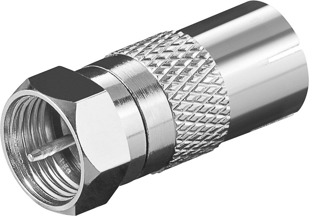 F-Adapter: F-Stecker > Koax-Buchse - Anschluss, Gehäusematerial Kupfer - Kupfer