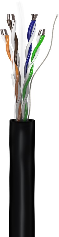 CAT 6 Outdoor Netzwerkkabel, U/UTP, Schwarz - Kabellänge 100 m - Kupferkaschierter Aluminiumleiter (CCA), AWG 23/1 (solid), Polyethylen-Kabelmantel (PE) CAT 6 Outdoor Netzwerkkabel, U/UTP, Schwarz - Kabellänge 100 m - Kupferkaschierter Aluminiumleiter (CCA), AWG 23/1 (solid), Polyethylen-Kabelmantel (PE)