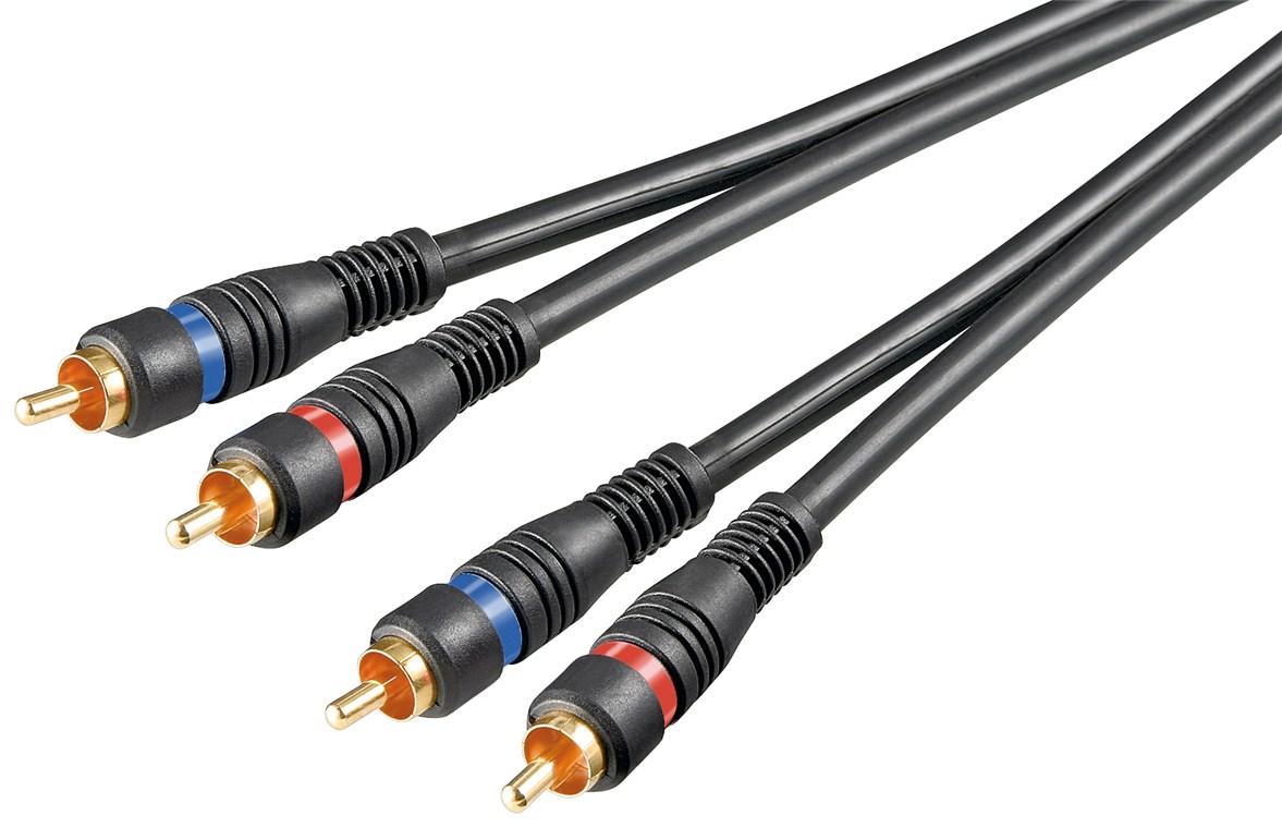 Stereo Verbindungskabel 2x Cinch, zweifach geschirmt - Kabellänge 0.2 m - 2x Cinch-Stecker > 2x Cinch-Stecker
