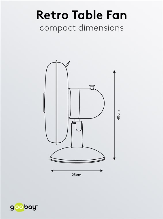 12 Zoll Retro-Tischventilator - Farbversion Chrom - oszillierender, leiser Luftkühler mit Stromkabel