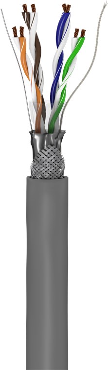 CAT 5e Netzwerkkabel, SF/UTP, Grau - Kabellänge 100 m - Kupferleiter (CU), AWG 26/7 (stranded), PVC-Kabelmantel CAT 5e Netzwerkkabel, SF/UTP, Grau - Kabellänge 100 m - Kupferleiter (CU), AWG 26/7 (stranded), PVC-Kabelmantel
