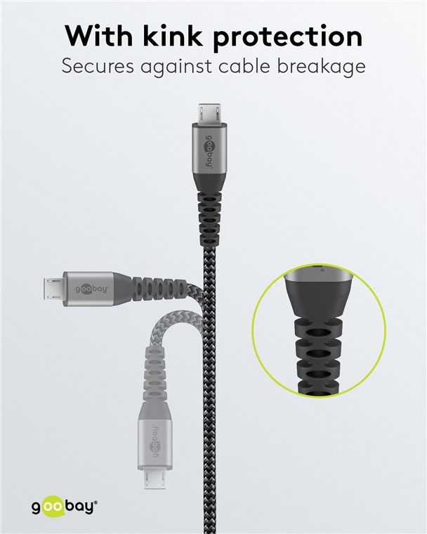 Micro-USB auf USB-A Textilkabel mit Metallsteckern (spacegrau/silber) 2 m - Kabellänge 2 m - elegantes und extra-robustes Verbindungskabel für Geräte mit Micro-USB-Anschluss Micro-USB auf USB-A Textilkabel mit Metallsteckern (spacegrau/silber) 2 m - Kabellänge 2 m - elegantes und extra-robustes Verbindungskabel für Geräte mit Micro-USB-Anschluss