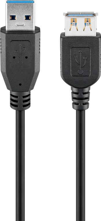 USB 3.0 SuperSpeed Verlängerungskabel, Schwarz USB 3.0 SuperSpeed Verlängerungskabel, Schwarz - Kabellänge 3 m - USB 3.0-Stecker (Typ A) > USB 3.0-Buchse (Typ A)