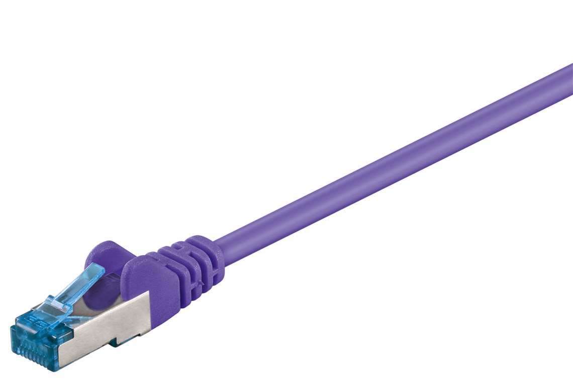 CAT 6A Patchkabel, S/FTP (PiMF), Violett, 3 m CAT 6A Patchkabel, S/FTP (PiMF), Violett, 0,25 m - Kabellänge 0.25 m - Kupferleiter (CU), halogenfreier Kabelmantel (LSZH)