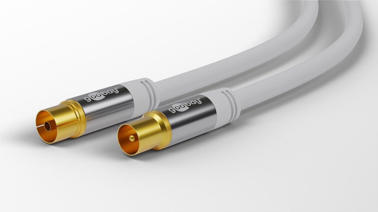 TV Antennenkabel (135 dB typ), 4x geschirmt - Kabellänge 3 m - vergoldet, Koax-Buchse > Koax-Stecker TV Antennenkabel (135 dB typ), 4x geschirmt - Kabellänge 3 m - vergoldet, Koax-Buchse > Koax-Stecker