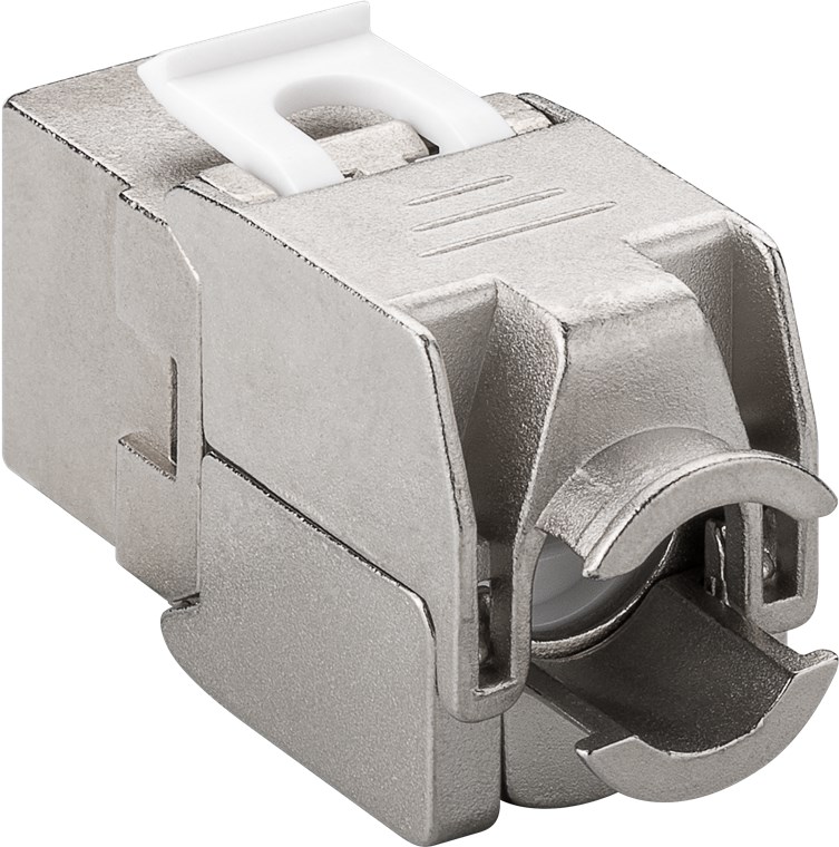 Keystone Modul RJ45 CAT 6A, STP, slim-line - 16,3 mm breit, Krokodil-Typ, Klemmleiste für werkzeugfreie LSA-Montage Keystone Modul RJ45 CAT 6A, STP, slim-line - 16,3 mm breit, Krokodil-Typ, Klemmleiste für werkzeugfreie LSA-Montage