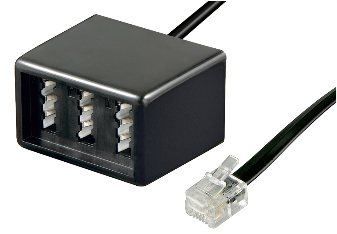 TAE Telefon Adapter Stecker TAE Telefon Adapter Stecker - 3x TAE N/F/F- Buchse > RJ11/RJ14-Stecker (6P4C)