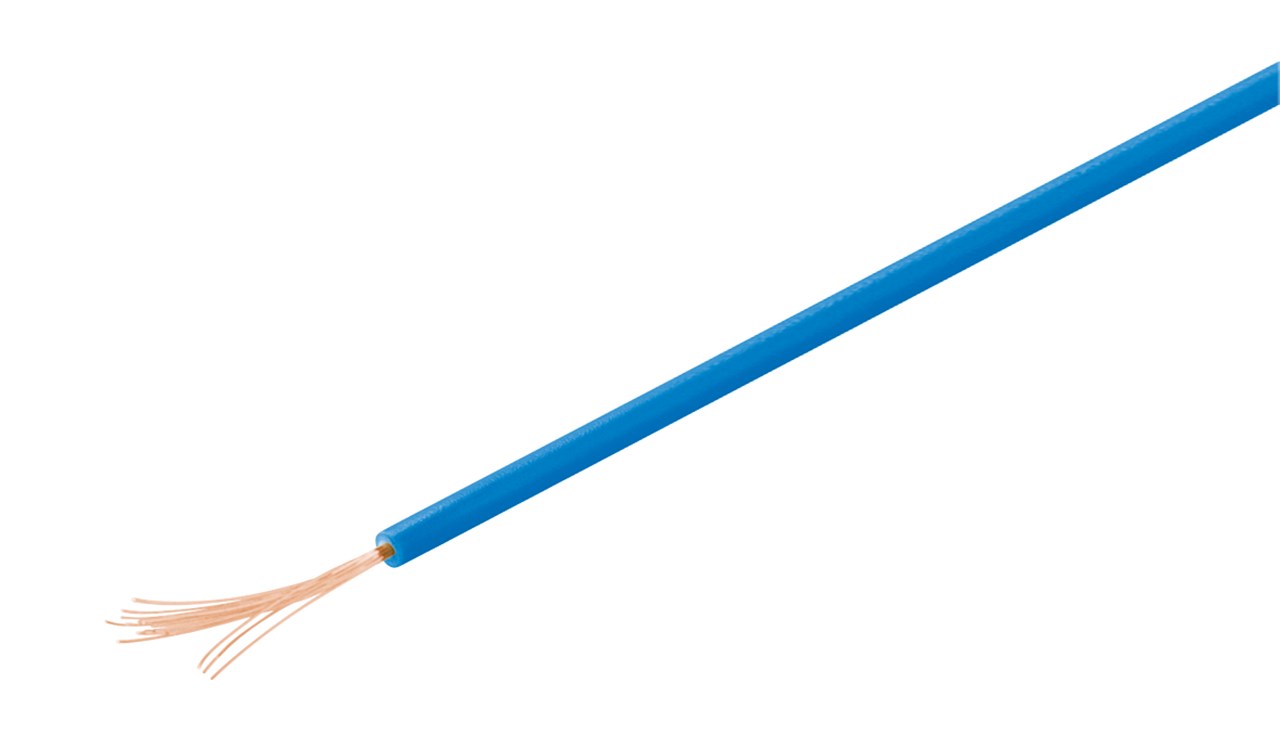 Kupferlitze isoliert - Farbversion Blau - 1-adrig; mehrdrahtig (18 x 0,1 mm) Kupferlitze isoliert - Farbversion Blau - 1-adrig; mehrdrahtig (18 x 0,1 mm)