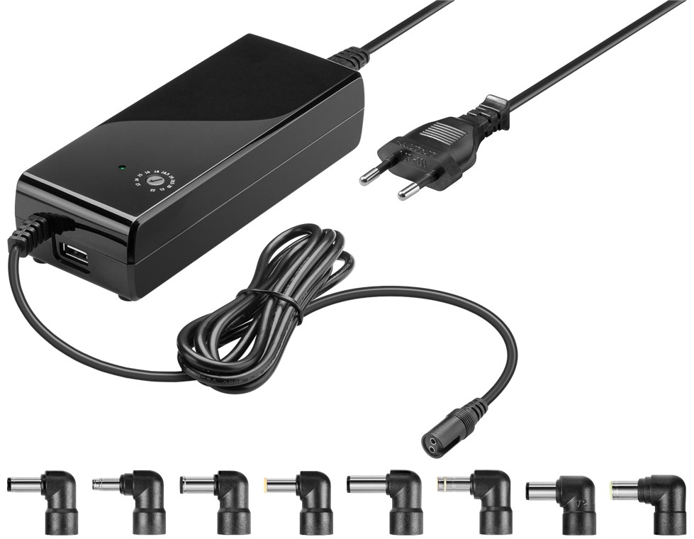 90 W Notebook-Netzteil - inkl. 1x USB- und 8x DC-Adapter; 12 V - 22 V bis max. 4 A 90 W Notebook-Netzteil - inkl. 1x USB- und 8x DC-Adapter; 12 V - 22 V bis max. 4 A