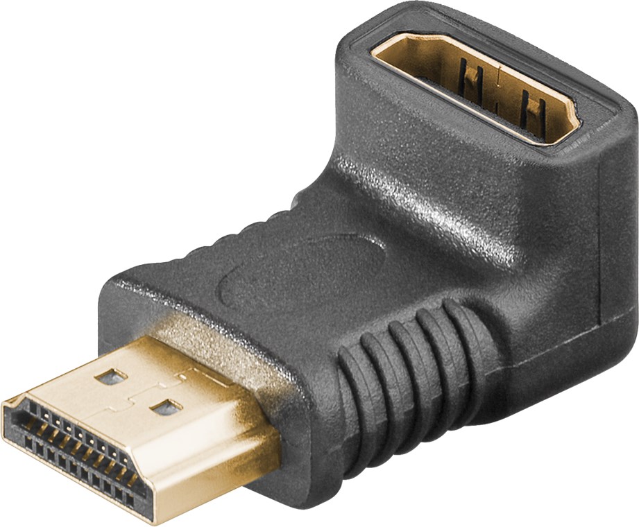 HDMI™ Winkeladapter, vergoldet HDMI™ Winkeladapter, vergoldet - Anschluss, Typ HDMI™-Buchse (Typ A) - HDMI™-Buchse (Typ A) > HDMI™-Stecker (Typ A) 270°