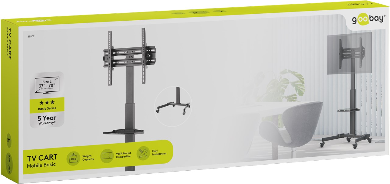TV-Präsentationsständer Basic (Größe L) - für Fernseher oder Monitore zwischen 37 und 70 Zoll (94-178 cm) bis 35 kg, schwenkbar TV-Präsentationsständer Basic (Größe L) - für Fernseher oder Monitore zwischen 37 und 70 Zoll (94-178 cm) bis 35 kg, schwenkbar