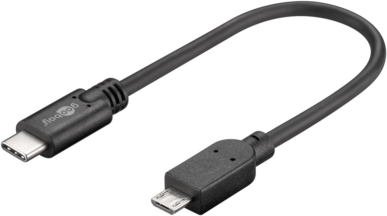 USB 2.0 Kabel USB-C™ auf Micro-B 2.0, schwarz - Kabellänge 0.2 m - USB 2.0-Micro-Stecker (Typ B) > USB-C™-Stecker