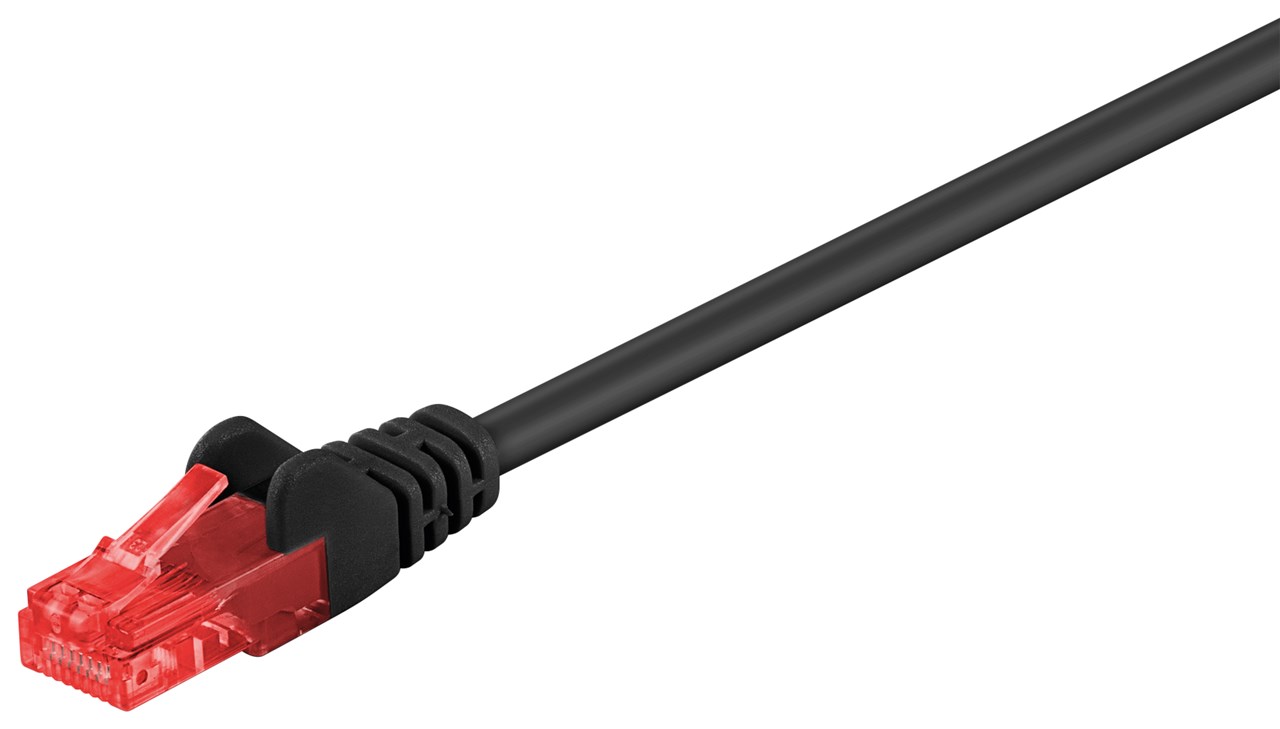 CAT 6 Patchkabel, U/UTP, Schwarz, 0,25 m - Kabellänge 0.25 m - Kupferkaschierter Aluminiumleiter (CCA)