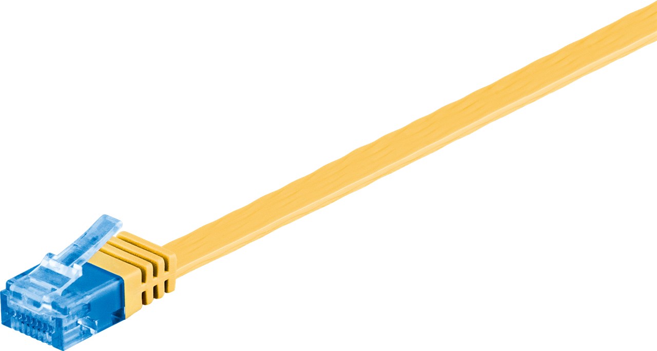 CAT 6A Flach-Patchkabel, U/UTP, Gelb, 1 m - Kabellänge 1 m - Kupferleiter (CU) CAT 6A Flach-Patchkabel, U/UTP, Gelb, 1 m - Kabellänge 1 m - Kupferleiter (CU)