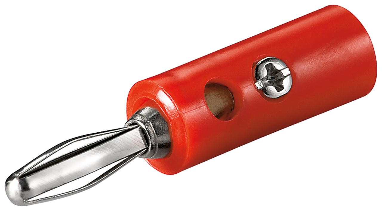 Bananen-Stecker Bananen-Stecker - Farbversion Rot - mit Schraubanschlüssen, Rot