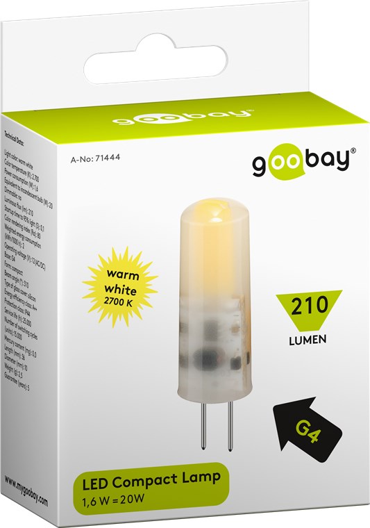 LED Kompaktlampe, 1,6 W - Sockel G4, ersetzt , warmweiß, nicht dimmbar LED Kompaktlampe, 1,6 W - Sockel G4, ersetzt , warmweiß, nicht dimmbar