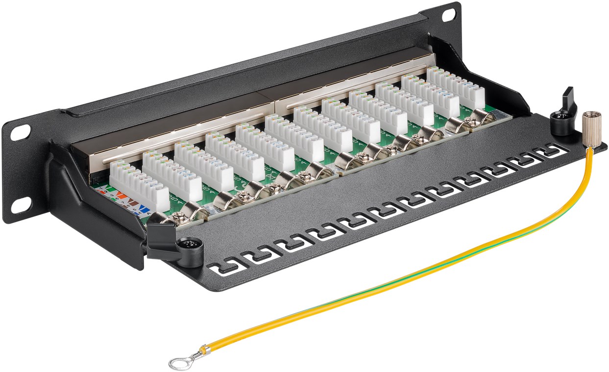 CAT 6 10-Zoll (25,4 cm) Patch Panel, 12 Port, (1 HE) - Farbversion Schwarz - STP geschirmt, Schwarz CAT 6 10-Zoll (25,4 cm) Patch Panel, 12 Port, (1 HE) - Farbversion Schwarz - STP geschirmt, Schwarz