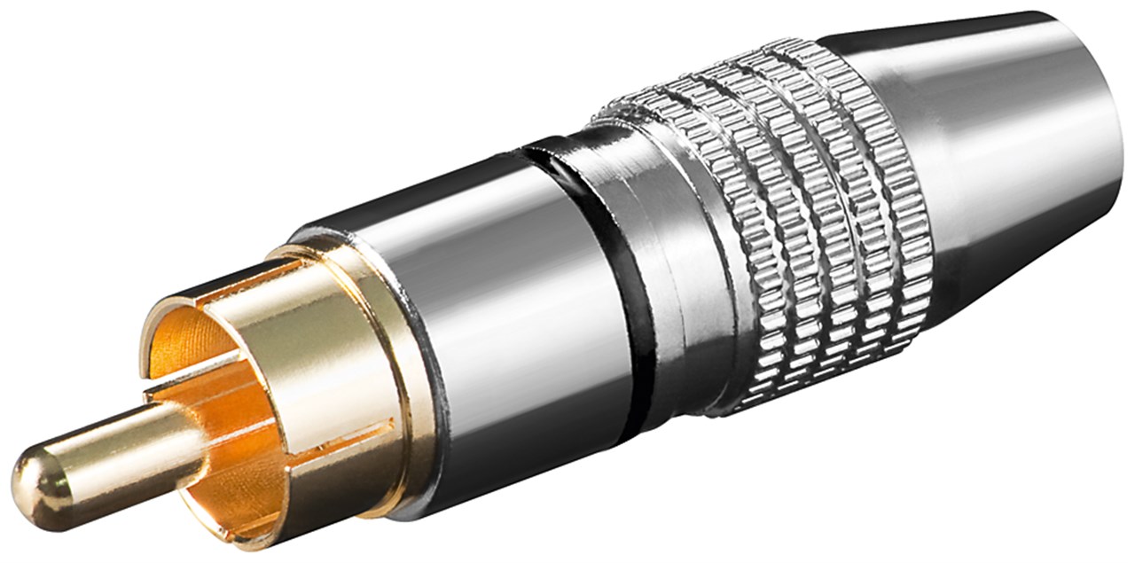 Cinch Stecker - Farbversion Schwarz - Metallausführung mit vergoldeten Kontakten