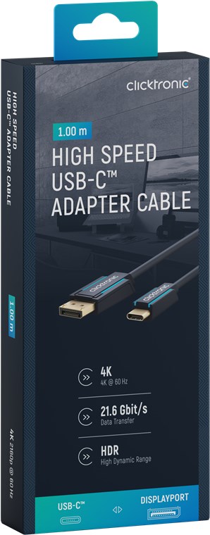 USB-C™-auf-DisplayPort-Adapterkabel - Kabellänge 1 m - Premium-Kabel|USB-C™-Stecker DisplayPort-Stecker|1,0 m|4K @ 60 Hz USB-C™-auf-DisplayPort-Adapterkabel - Kabellänge 1 m - Premium-Kabel|USB-C™-Stecker DisplayPort-Stecker|1,0 m|4K @ 60 Hz