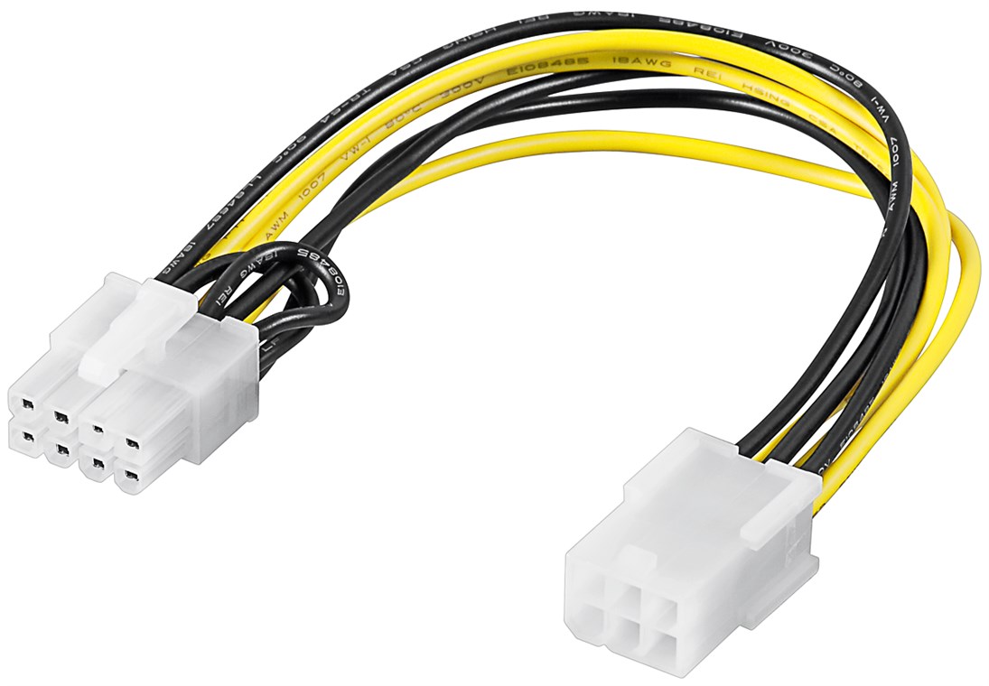 PC Grafikkarten Stromkabel/Stromadapter, PCI-E/PCI Express, 6 Pin zu 8 Pin - Kabellänge 0.2 m