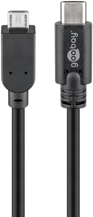USB 2.0 Kabel USB-C™ auf Micro-B 2.0, schwarz - Kabellänge 0.6 m - USB 2.0-Micro-Stecker (Typ B) > USB-C™-Stecker