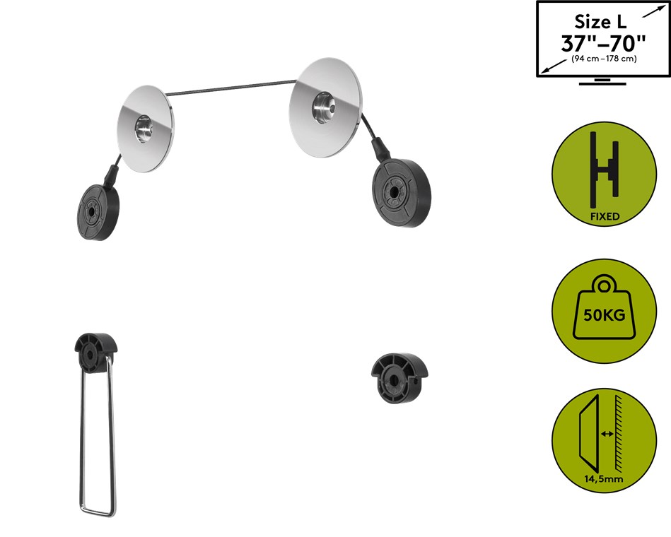 TV-Wandhalterung EasyMount Universal - für Fernseher von 37" bis 70" (94-178 cm) bis 50kg mit flexiblen Kabelsystem TV-Wandhalterung EasyMount Universal - für Fernseher von 37" bis 70" (94-178 cm) bis 50kg mit flexiblen Kabelsystem