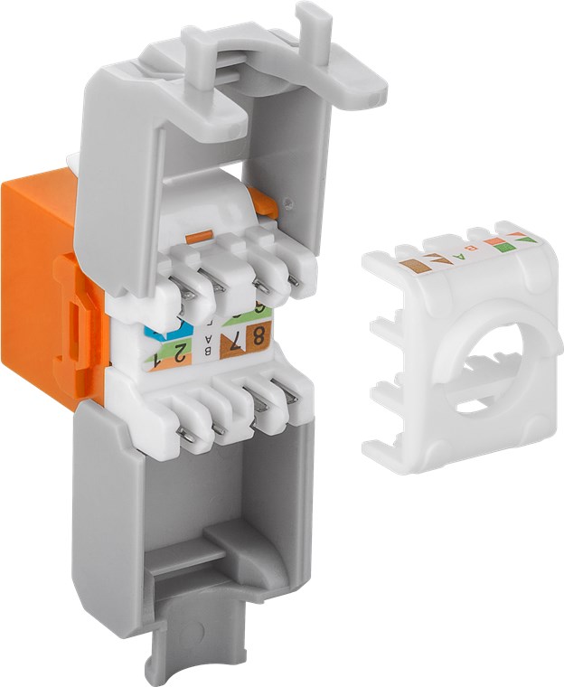 Keystone Modul RJ45 CAT 6A, UTP - Farbversion Orange - 16,5 mm breit, Krokodil-Typ, Klemmleiste für werkzeugfreie LSA-Montage Keystone Modul RJ45 CAT 6A, UTP - Farbversion Orange - 16,5 mm breit, Krokodil-Typ, Klemmleiste für werkzeugfreie LSA-Montage