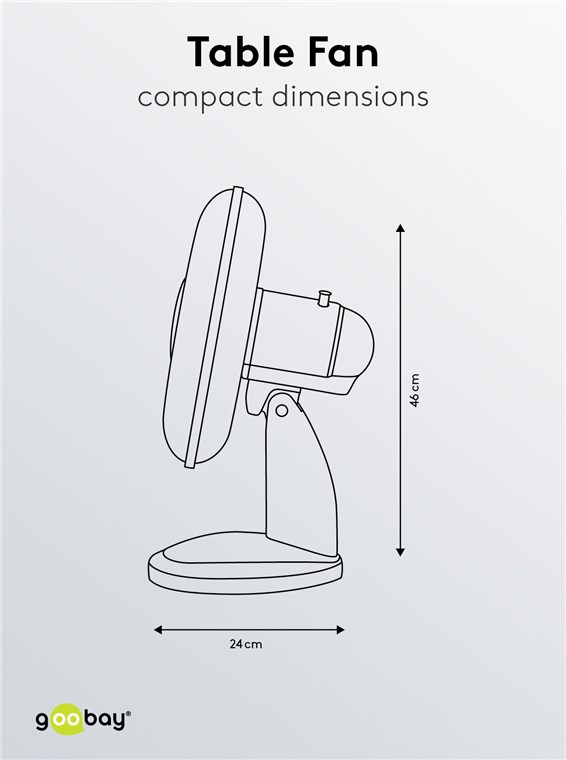 12 Zoll Tischventilator - Farbversion Weiß - oszillierender, leiser Luftkühler mit Stromkabel