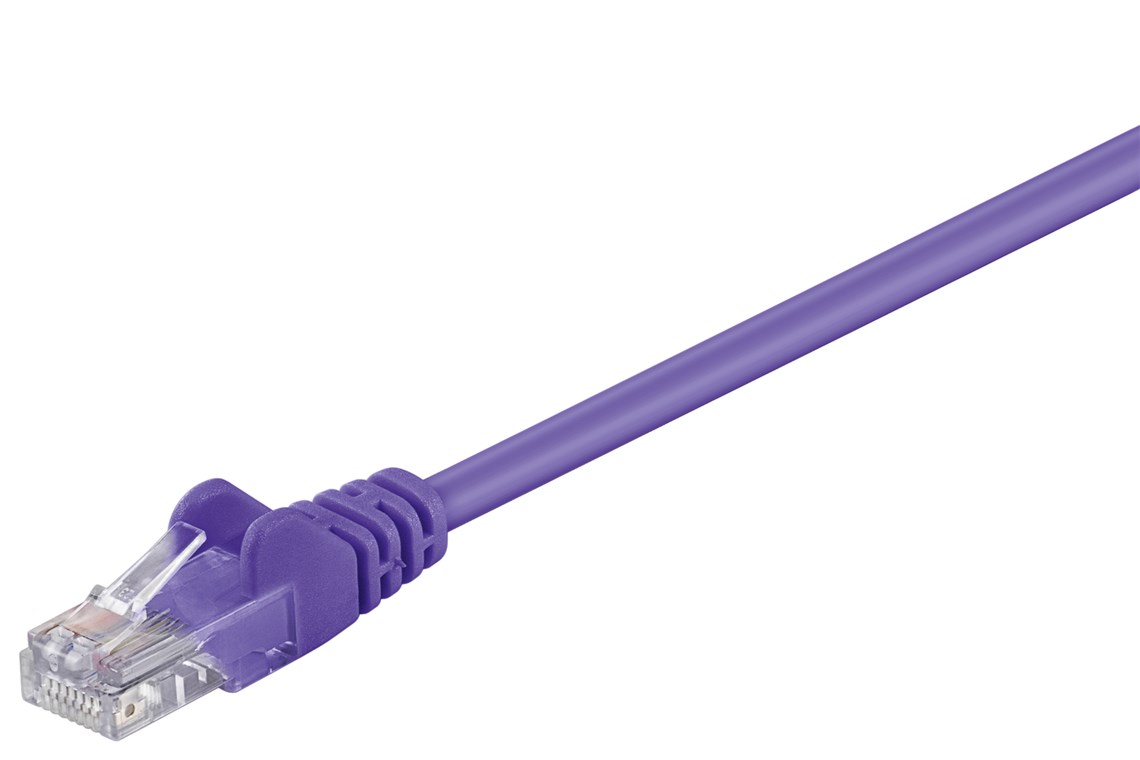 CAT 5e Patchkabel, U/UTP, Violett, 0,25 m - Kabellänge 0.25 m - Kupferkaschierter Aluminiumleiter (CCA)