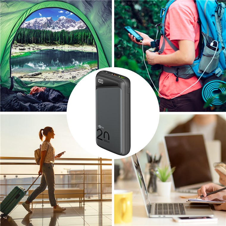 Schnelllade-Powerbank 20.000 mAh (USB-C™ PD, QC 3.0) - Leistungsstarke Powerbank mit Statusanzeige, Quick Charge-kompatibel